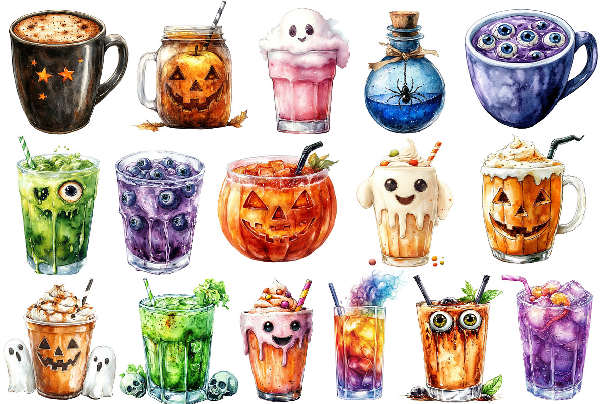 Halloween Drinks Clipart, an Illustration by SinaCreation (Photo 2 of 5)