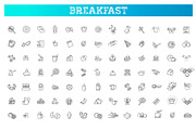 Vector Outline Breakfast Flat Icons, an Outline Icon by Tettygreen (Thumbnail 1 of 2)