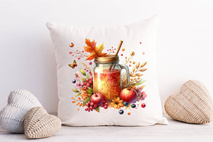 Watercolor Autumn Jar PNG Clipart