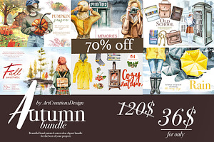 Watercolor Autumn Bundle, an Animal Illustration by ArtCreationsDesign