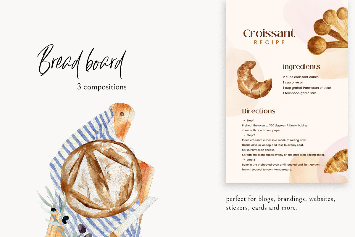 Bread and Bakery. Watercolor Food, a Food Illustration by NiKO (Photo 3 of 8)