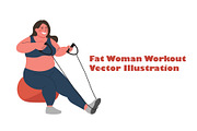 Fat woman workout vector, a Healthcare Illustration by Art Zooted (Thumbnail 1 of 5)