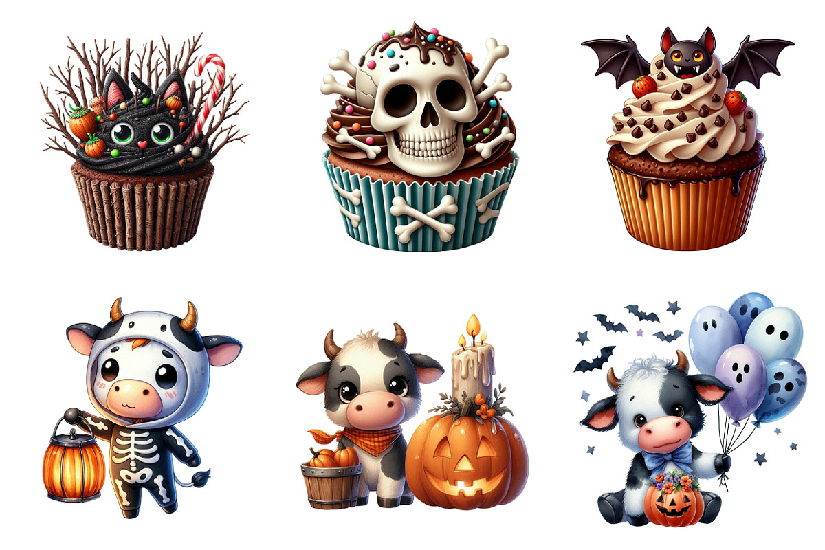 Spooky Sweet Halloween Cupcakes PNG, an Illustration by SinaCreation (Photo 3 of 7)