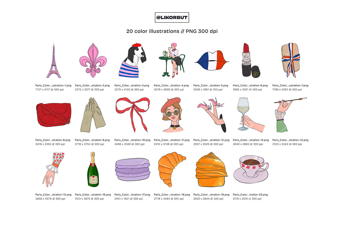 France Cute and Sweet Illustrations, a Decorative Illustration by likorbut (Photo 2 of 10)