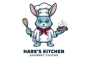 Hare’s Kitchen Gourmet Chef Logo, an Animal Illustration by Izdihaar_Studio