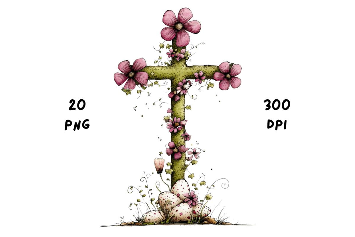 Whimsical Easter Cross Floral Spring, a Seasonal Illustration by GiraffeCreative (Photo 5 of 20)