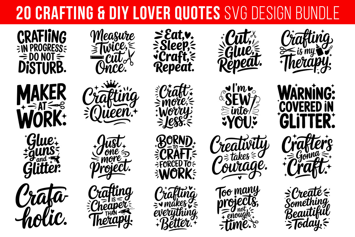 20 Crafting & DIY Lover SVG Bundle, an Object Graphic by himelgfx