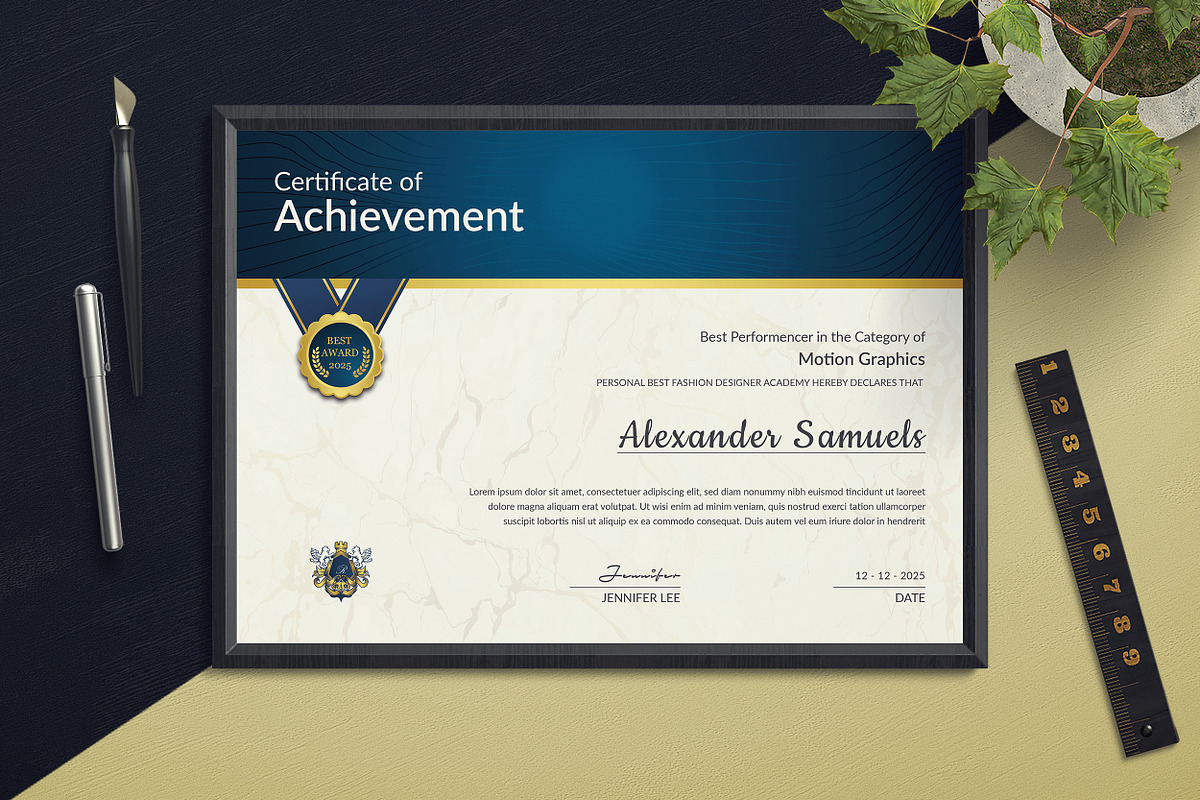 Award Certificate Template, a Stationery Template by ResumeDevisers (Photo 5 of 6)