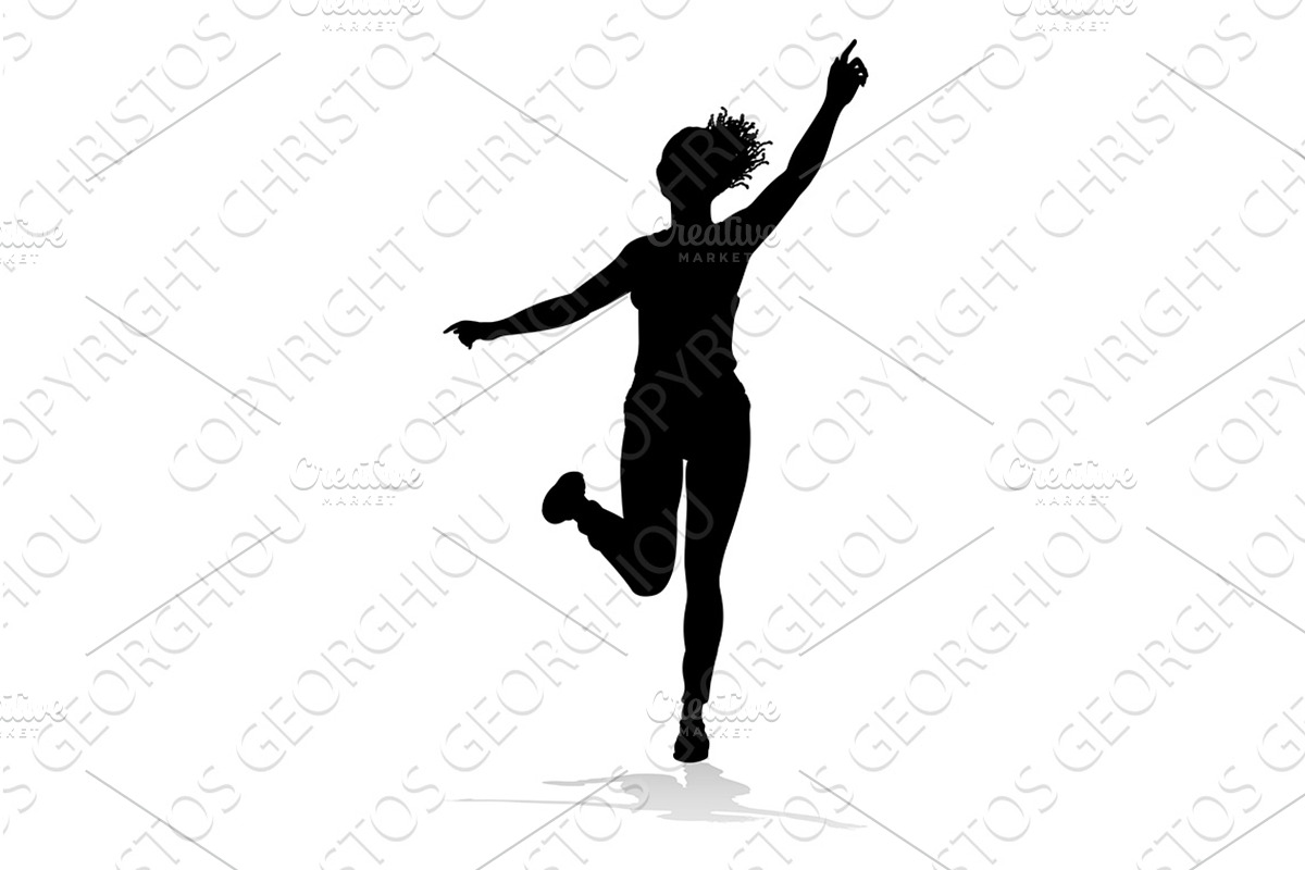 Happy Woman Joy Pose Silhouette, a Person Illustration by Christos Georghiou