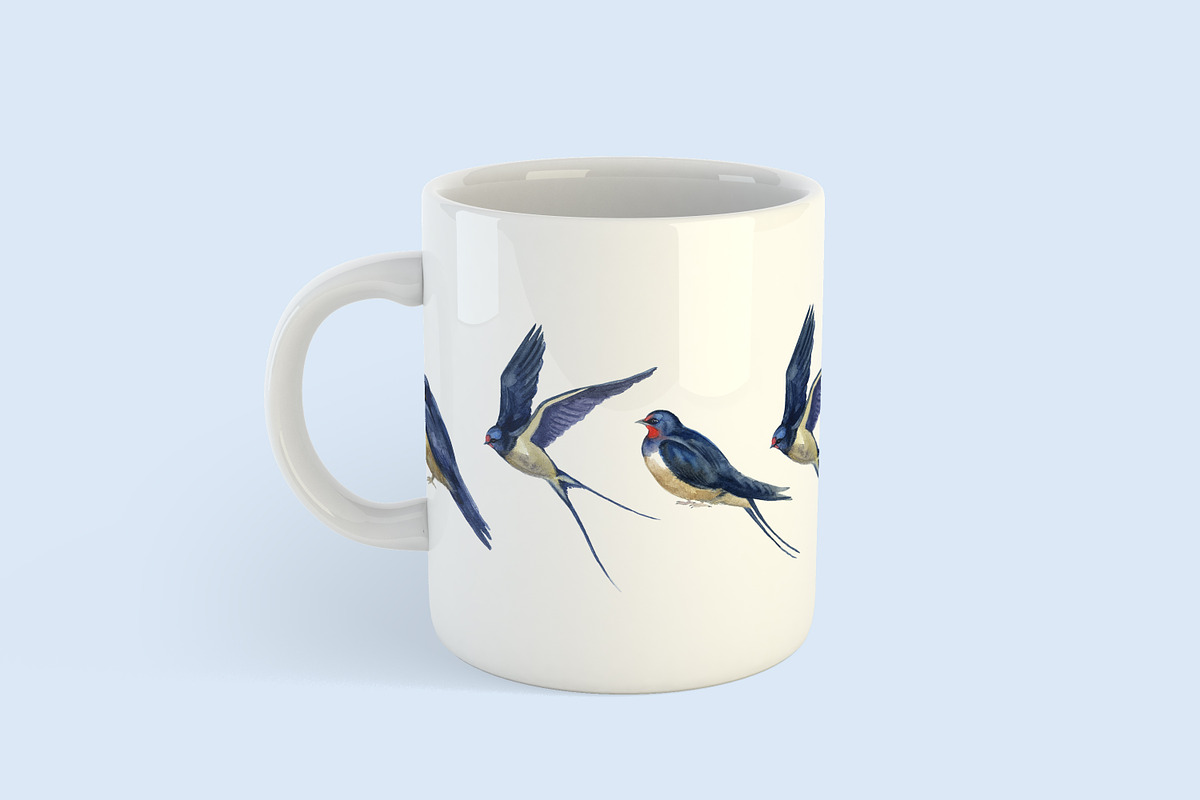 Watercolor bird swallow clipart png, an Animal Illustration by KomtsyanTatyanaArt (Photo 4 of 6)
