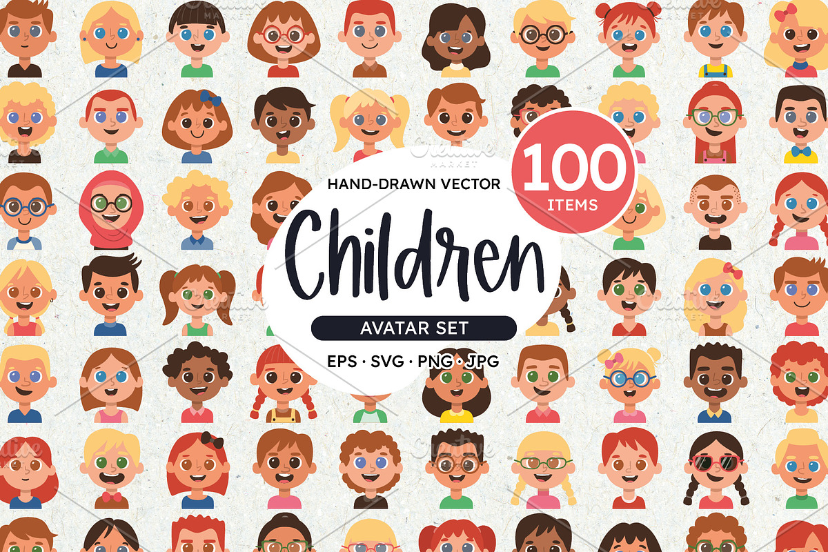 Children Avatar Set, an Emoji Icon by insemar (Photo 1 of 4)