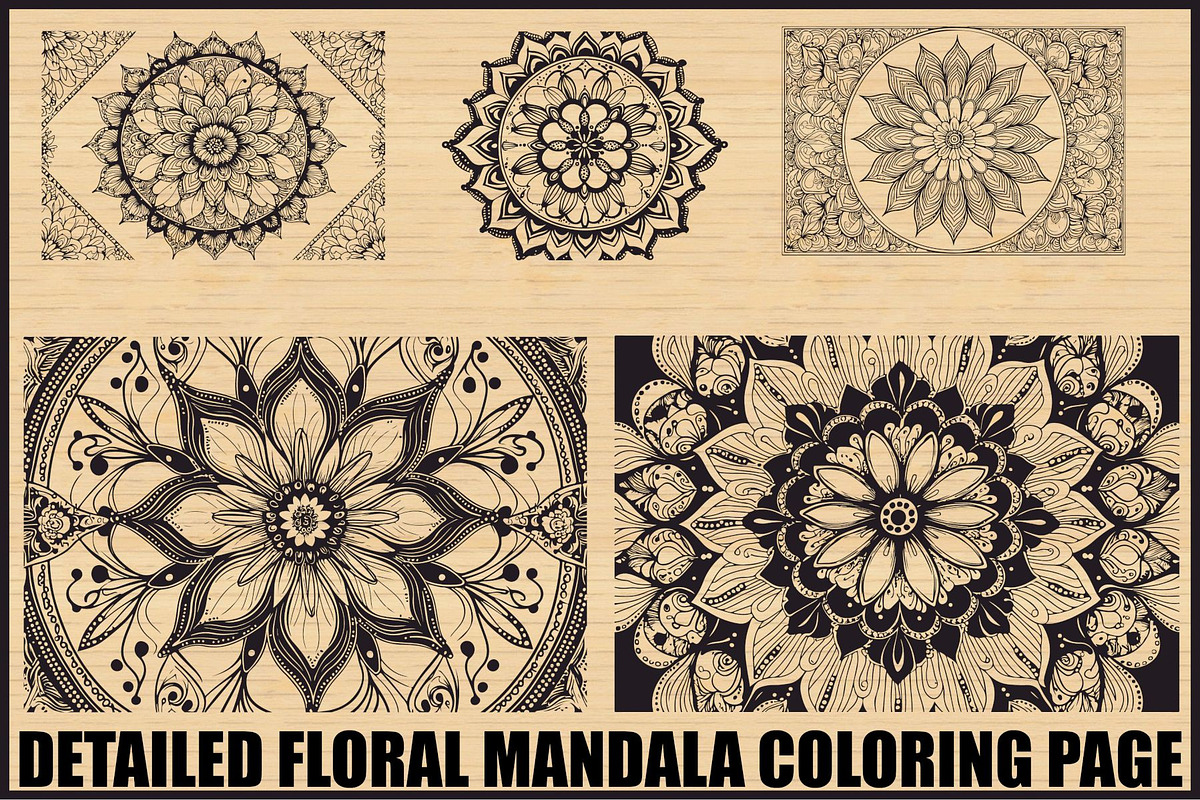 Intricate Mandala Coloring Pages Set, an Illustration by jahid234 (Photo 1 of 7)