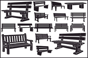 Park Bench Silhouette Vector Bundle, an Illustration by Designs_River