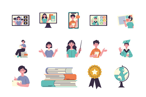 Online Learning Illustration Set preview 2