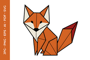 Elegant origami fox illustration, an Animal Illustration by nandinigraphics