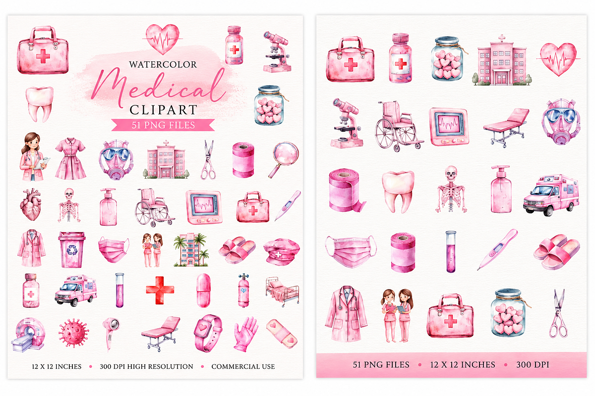 Watercolor Medical Clipart, a Pattern Graphic by S Graphic Studio (Photo 2 of 3)