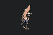 Skeleton Skateboarder with Surfboard, an Object Illustration by nomlimo.com (Thumbnail 1 of 3)