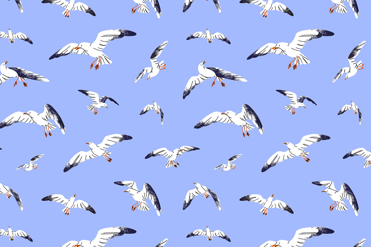 Birds fly in sky, seamless patterns, an Animal Illustration by PaperTrident (Photo 6 of 16)