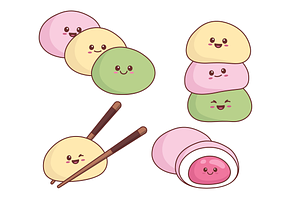 Mochi desserts, an Illustration by Cmeree