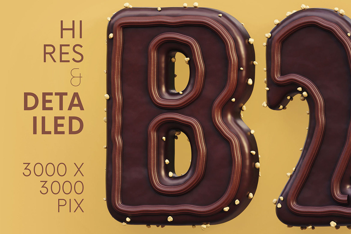 Chocolate Cake - 3D Lettering, a Graphic by MIIM (Photo 3 of 8)
