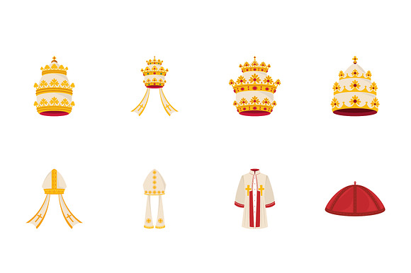 Papal Tiara & Mitre Icons Set preview 2