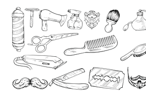 Barbershop Tools Handdrawn