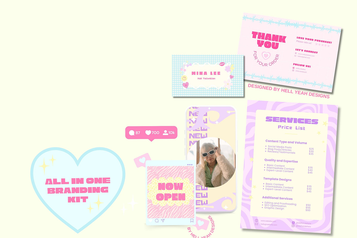 Y2K Vibes Branding Starter Kit Canva, a Branding & Logo Template by Hell Yeah Designs (Photo 7 of 20)