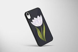 Realistic Vector White Tulips Set