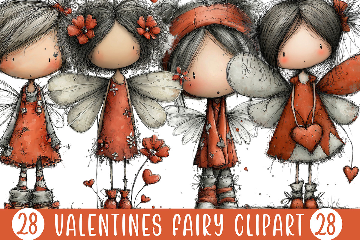 Valentines Fairy Clipart, an Illustration by Designking (Photo 1 of 5)