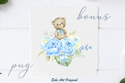 Teddy bear Baby boy shower clipart, an Animal Illustration by Solo Art Original (Thumbnail 7 of 7)