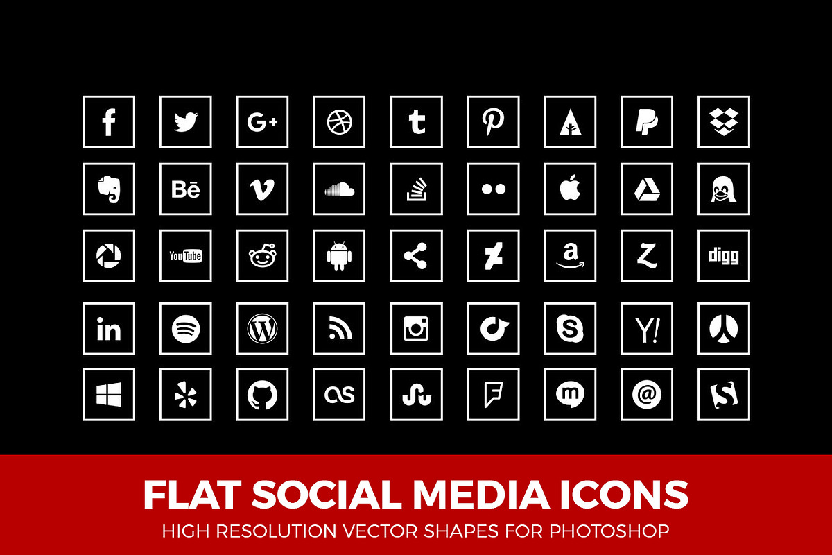 Social Media Icons Squared Line Wht, an Icon by Design Bits