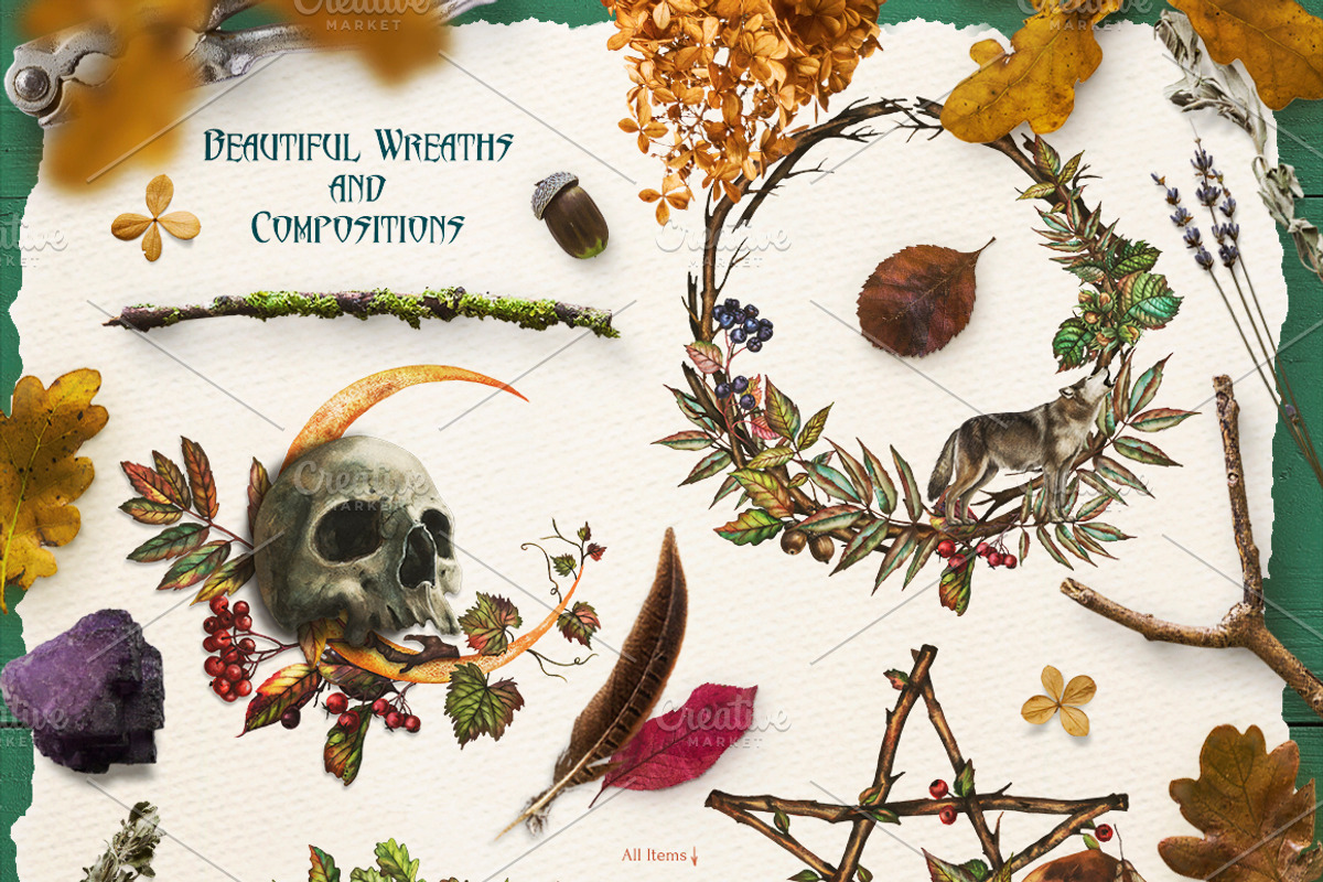 Mabon Celtic Autumn Watercolor Set, an Illustration by Fluffy Unicorn (Photo 7 of 11)