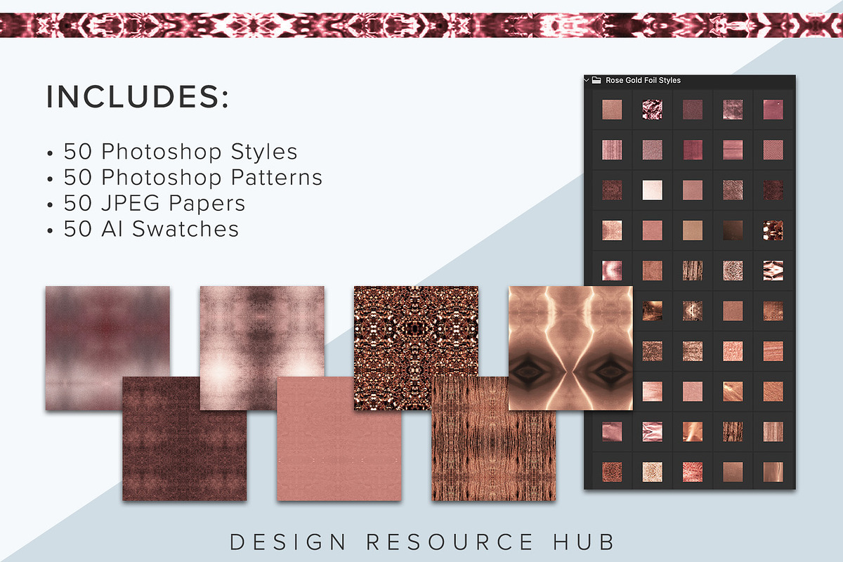 Rose Gold Foil PS Layer Style Pack, a Layer Style Add-On by Design Resource Hub (Photo 4 of 5)