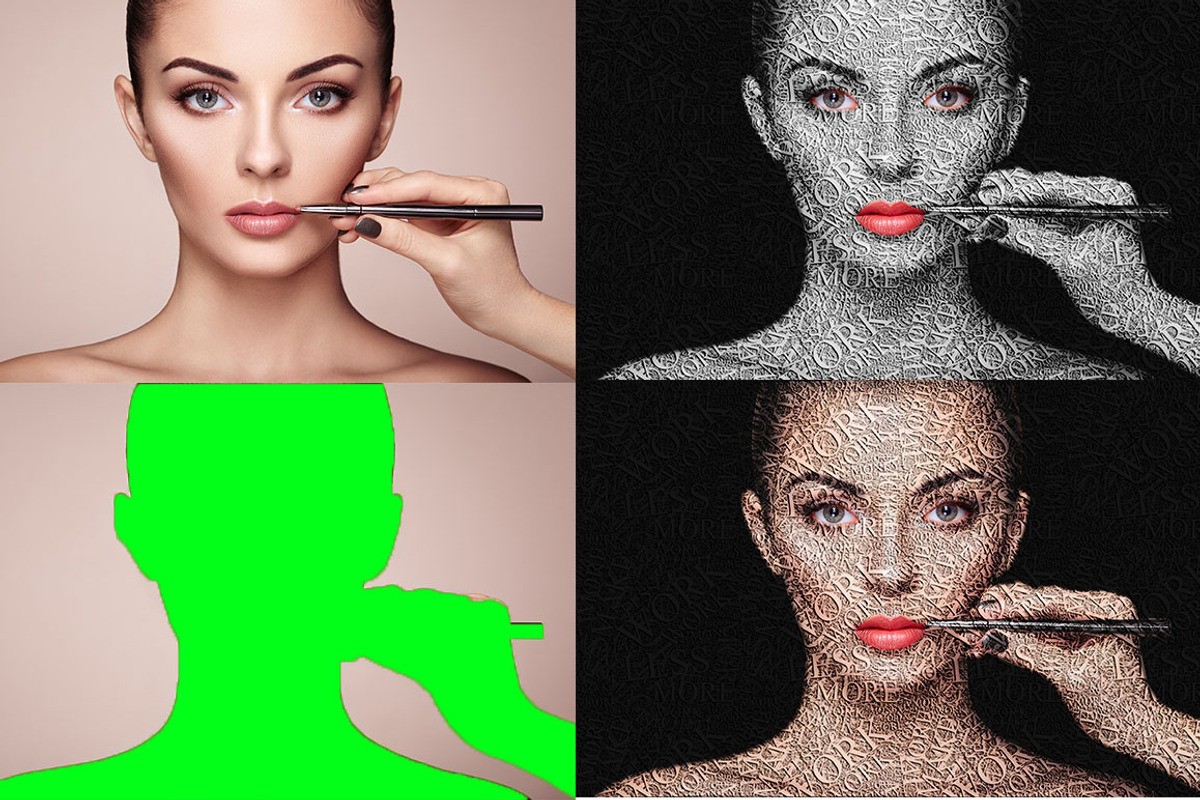 Text Portrait Photoshop Action, an Action Add-On by DESIGNAVO (Photo 4 of 10)