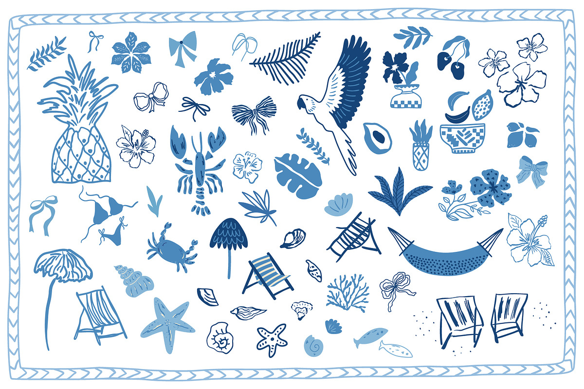 Blue coastal line art, sea clipart, an Object Graphic by Tani Kuzminka (Photo 8 of 13)