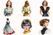 Vintage Fashion Women's  Clipart, an Illustration by OK Design (Thumbnail 2 of 5)