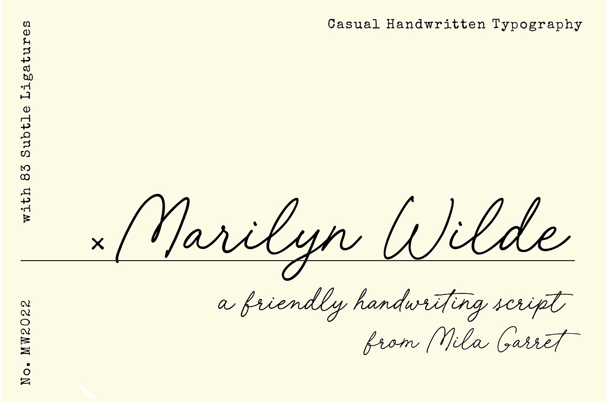 Marilyn Wilde Handwriting Script, a Script Font by Mila Garret (Photo 1 of 18)
