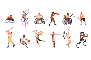 Paralympic athletes do sports set, a Sport Illustration by PaperTrident