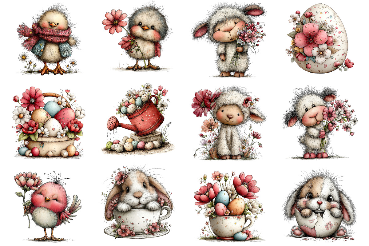 Whimsical Easter Clipart Bundle, an Illustration by Dream Creation (Photo 6 of 6)