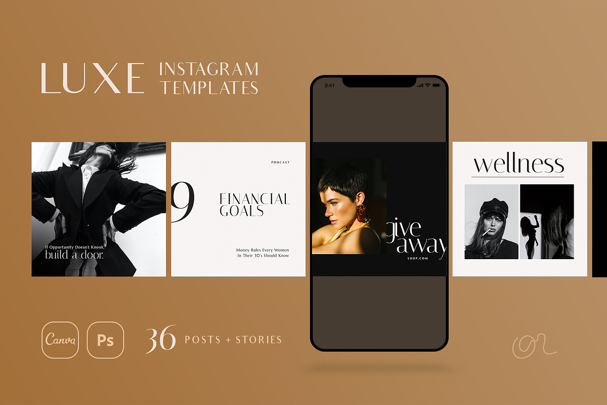 LUXE Instagram Template CANVA & PS, a Social Media Template by Signture Muse Design (Photo 1 of 7)