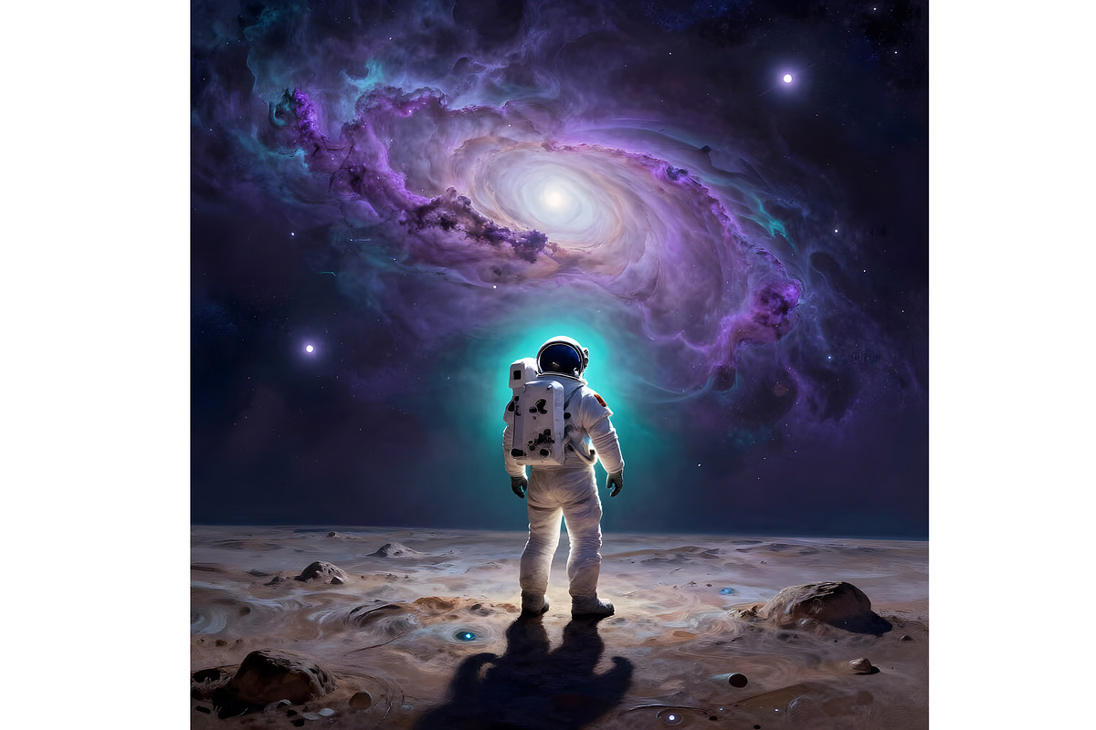 Beautiful Outer Space with Astronaut, a Person Illustration by Sharon Schwalbe (Photo 4 of 4)