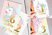 Unicorn Party Cards. Happy Birthday, an Illustration by Hanna's ArtLab (Thumbnail 3 of 3)
