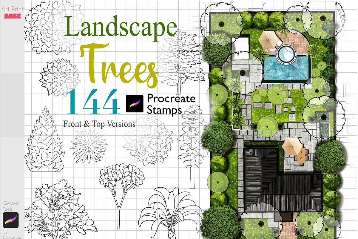 Procreate Landscape Tree Stamps