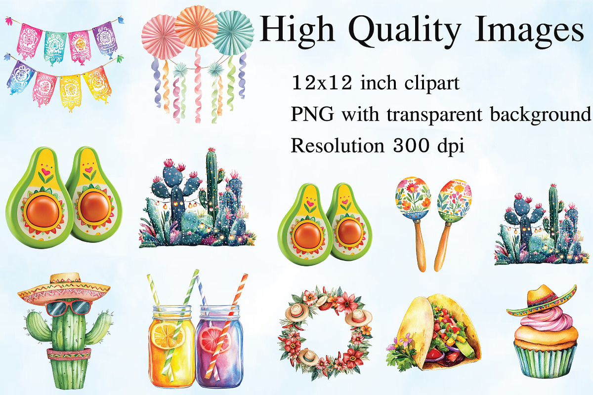 Watercolor Cinco De Mayo PNG, an Illustration by VintageArt (Photo 2 of 5)