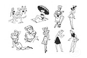 Retro Cartoon Women Illustrations, an Illustration by FM Era Studio (Thumbnail 4 of 4)