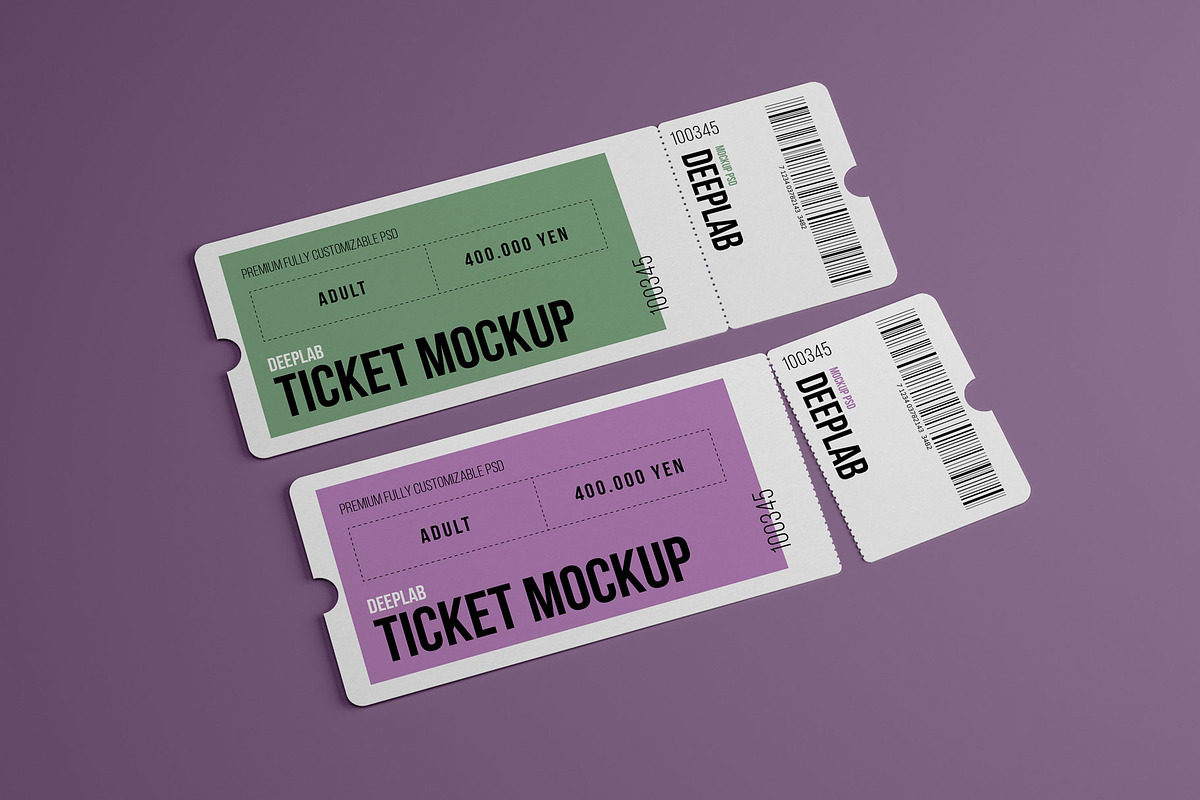 Tickets Mockup Set - 17 styles, a Print Template by Deeplab (Photo 20 of 20)