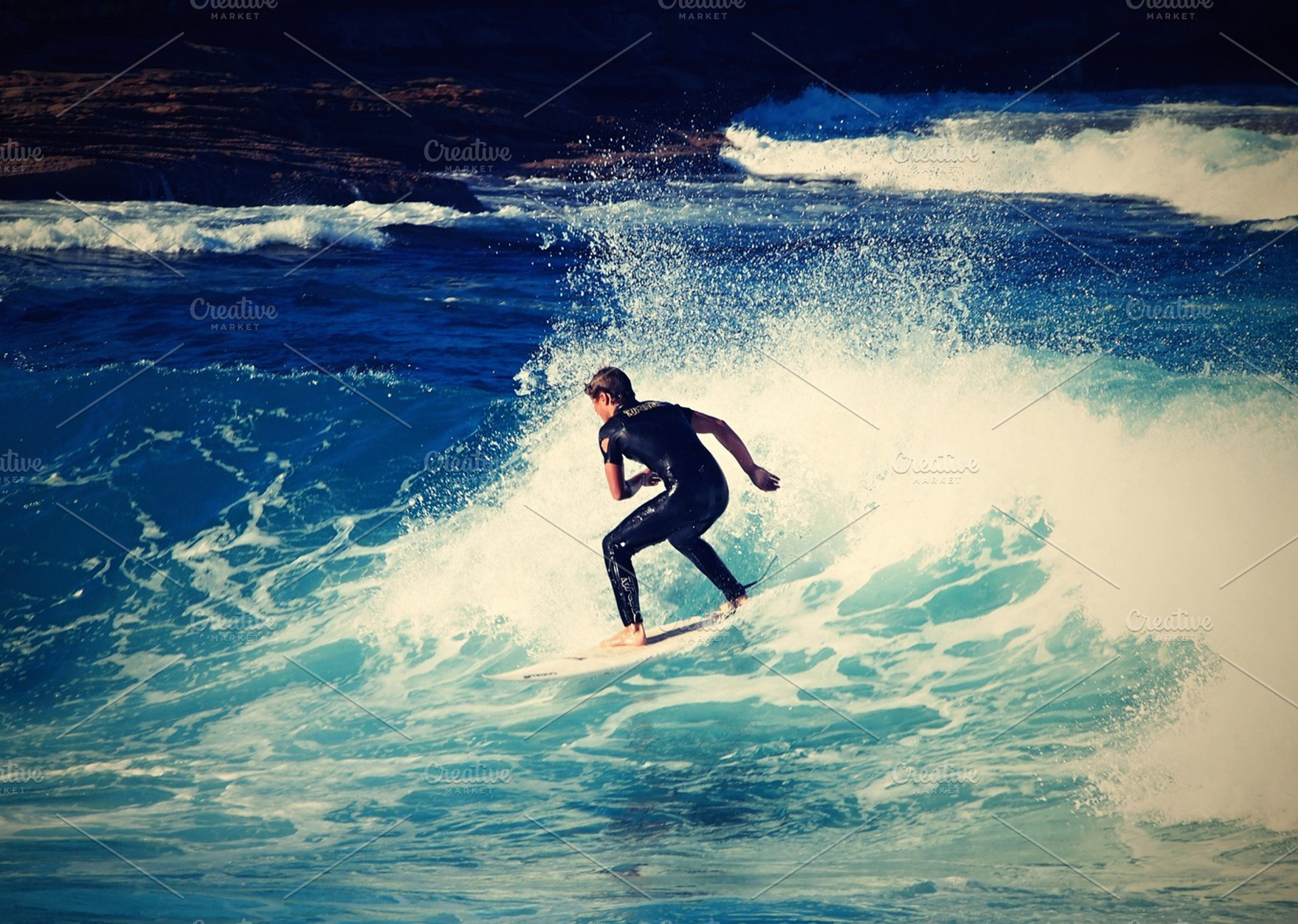 Surfing down the wave