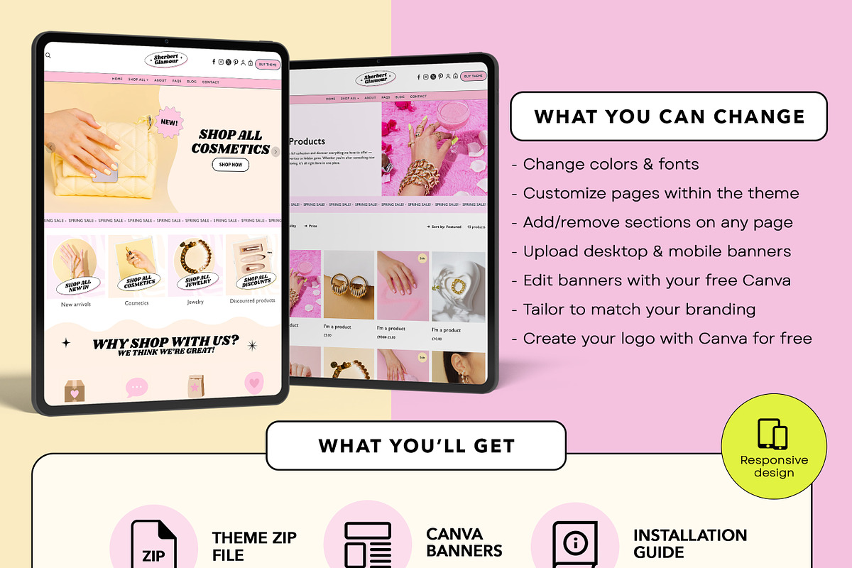 Y2K Shopify Theme Branding Bundle, a Shopify Template by Template Twist Shop (Photo 4 of 9)