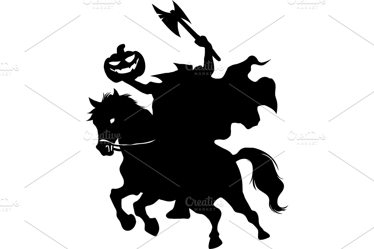 Headless Horseman Silhouette, an Illustration by HitToon