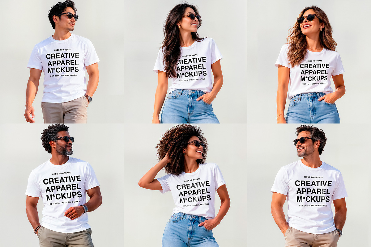 Premium White T-Shirt Mockup Set, a Merchandise Mockup by Elite Mockups (Photo 1 of 2)
